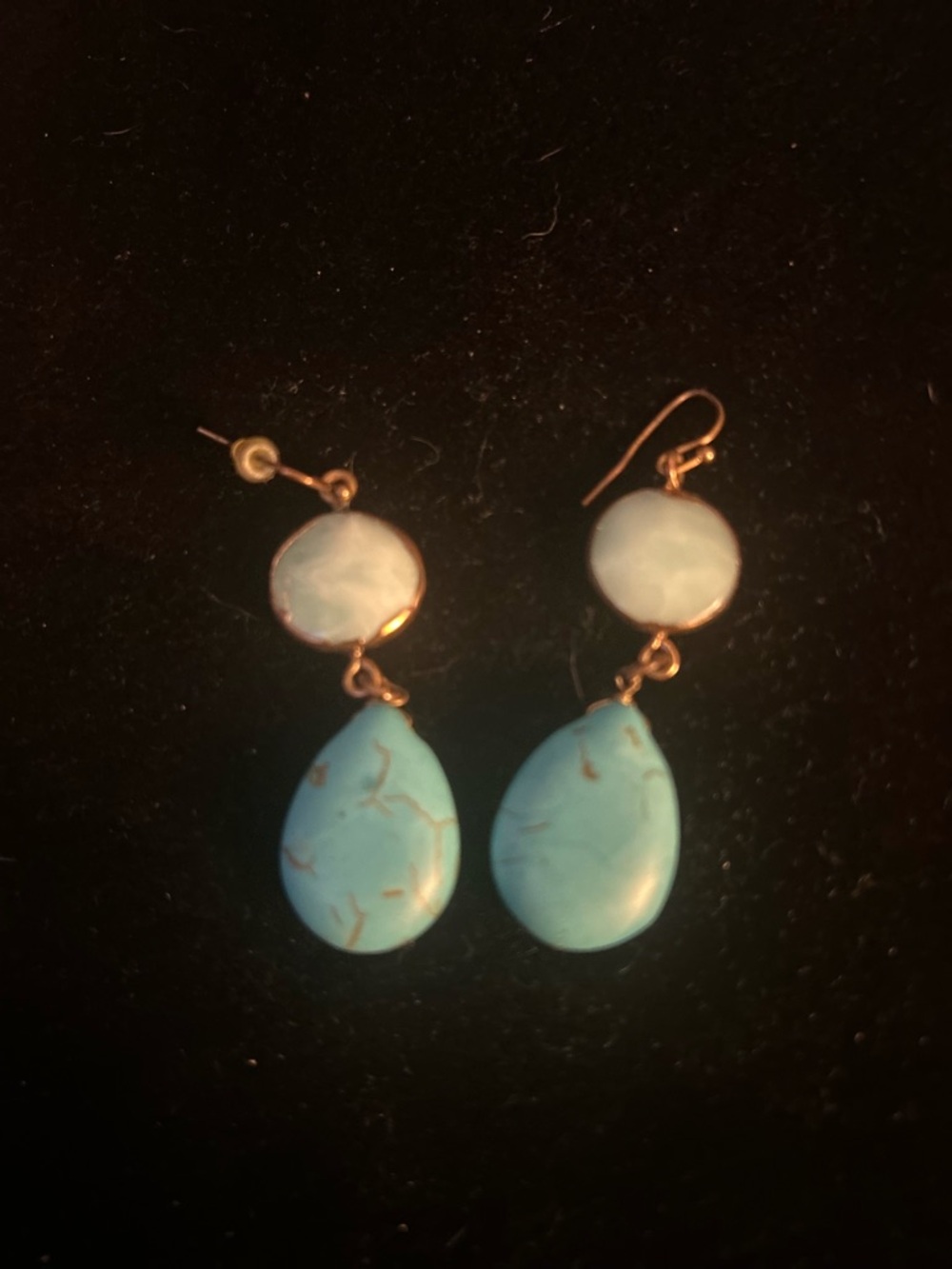 Turquoise Teardrop Dangle Earrings - Blue Stone Drop Earrings